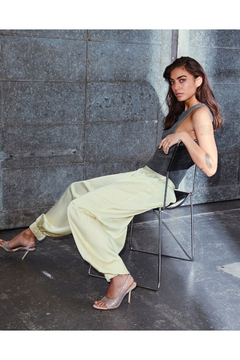 Haute L'Amitié Evita Crop Harem Pant Pale Yellow