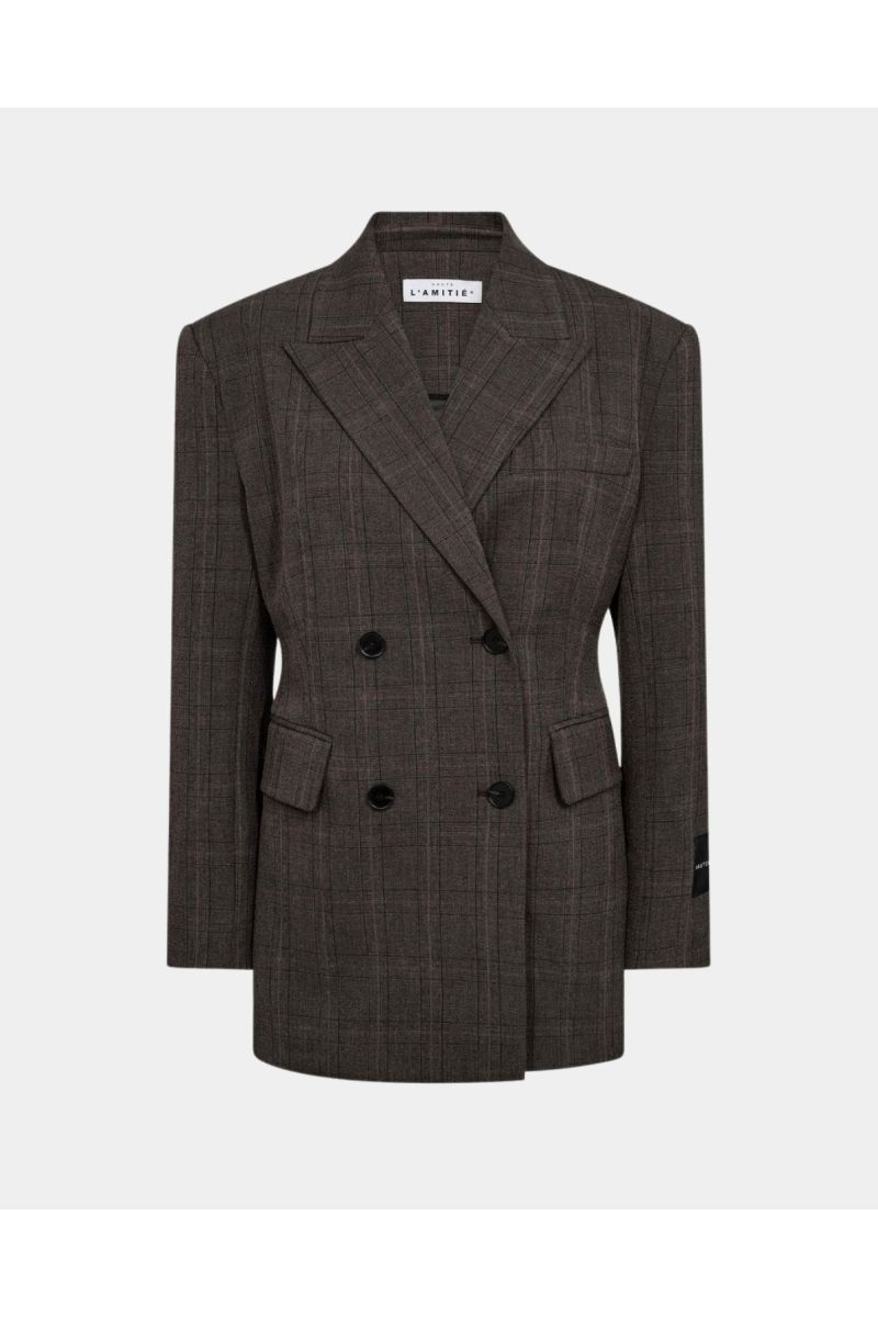 Haute L'amite Waist Fit Check Blazer Bruin 