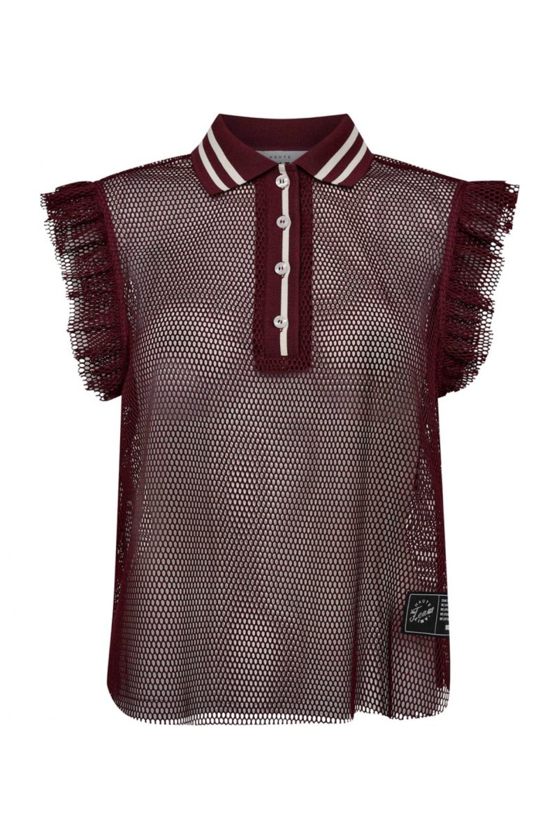 Haute L’Amitié Net Frill Polo Top Amarone