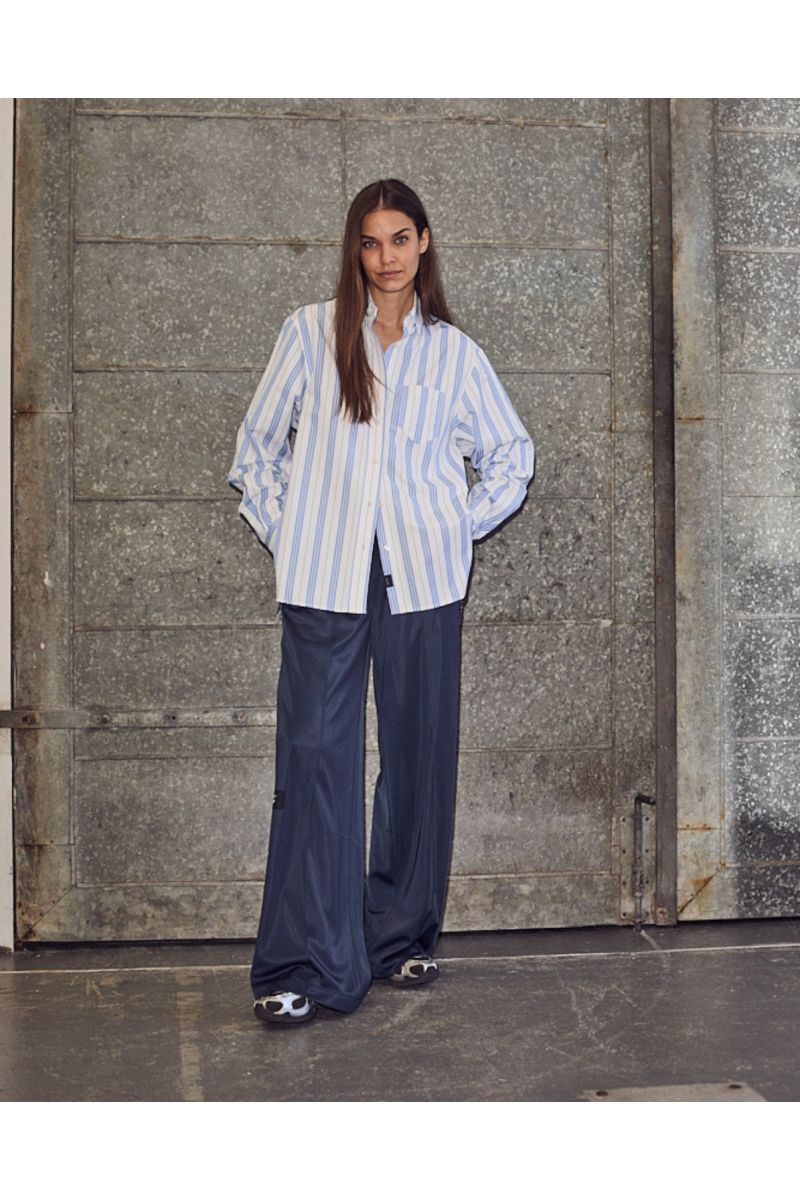 Haute L'Amitié Button Down Stripe Shirt White Blue