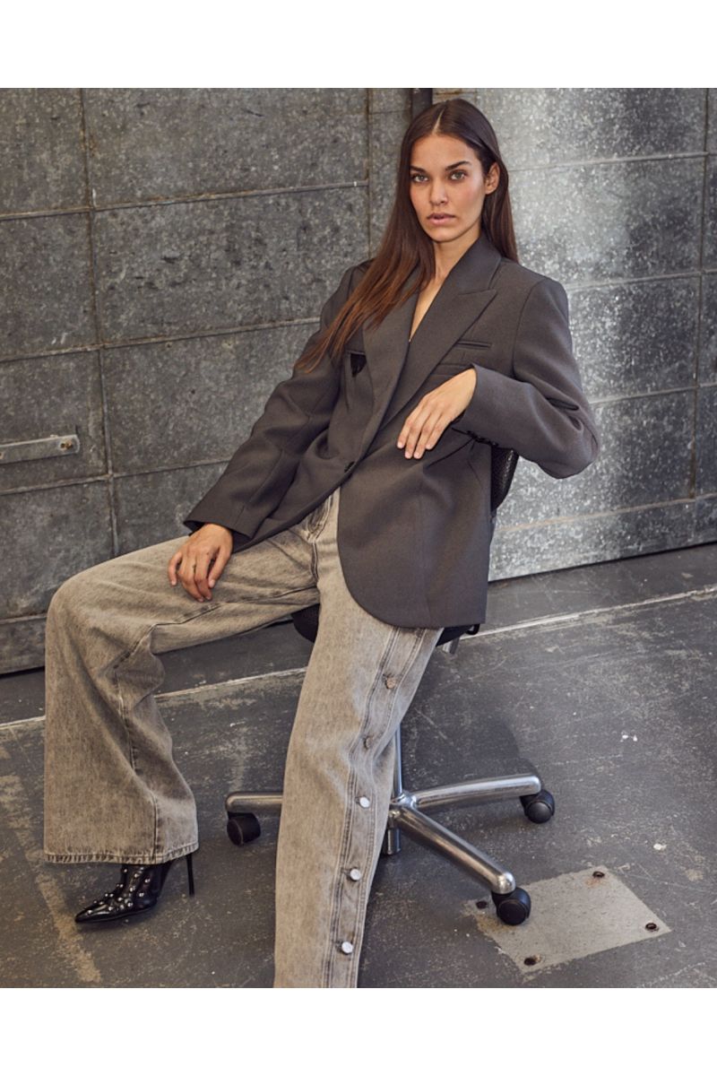 Haute L'amitié Panel Button Tall Jeans Grijs