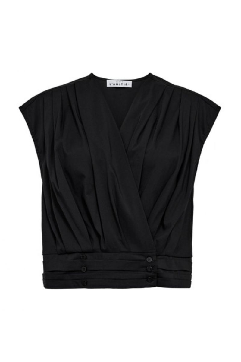Haute L’amitié Puffy Pleat Top zwart HL10185