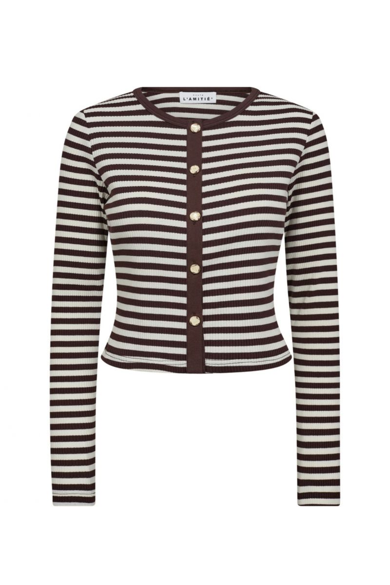 Haute L’amitié Rib Striped Crop Cardigan Mocca