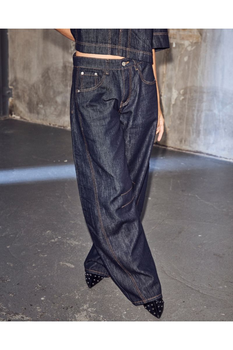 Haute L'amitié Drew Barrel Panel Tall Jeans Blauw