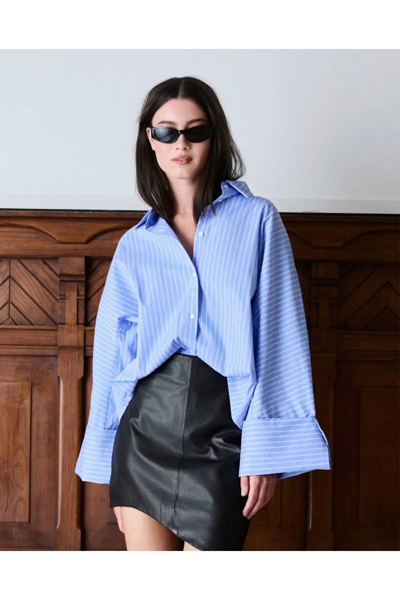 IBN Atari Embellish Shirt Blue Stripe