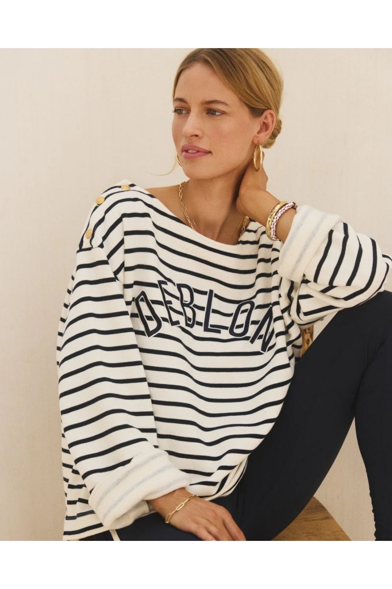 Deblon Letitia Striped Sweater Pearl Navy
