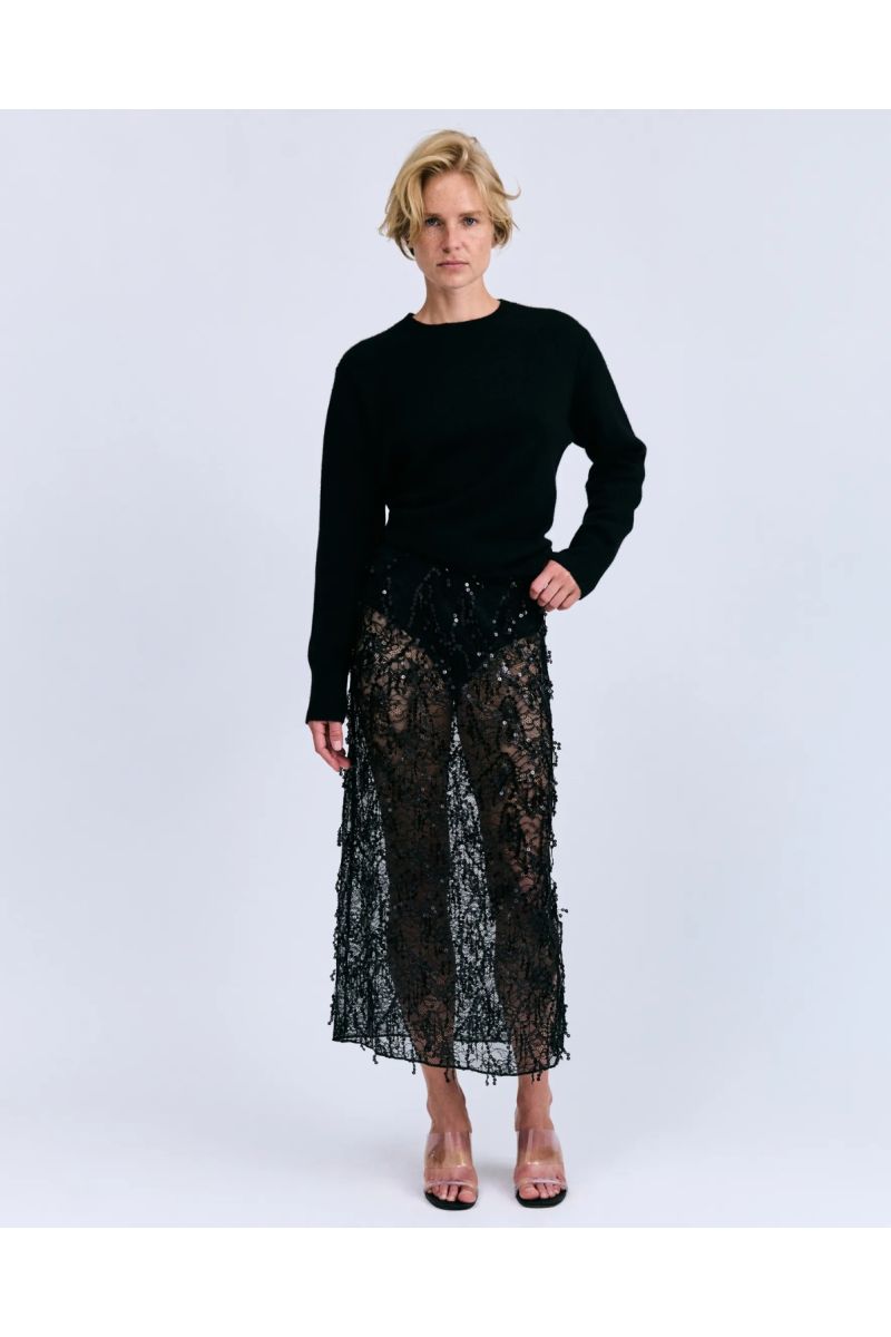 Love Stories Mia Elegant Mid-Waist Skirt Black