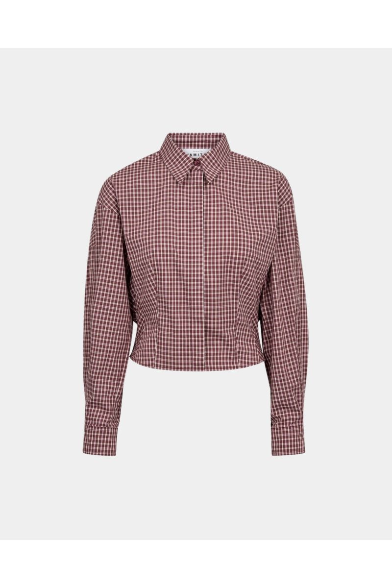 Haute L'Amitié Musa Check Smock Shirt Wine