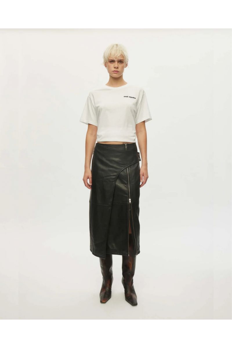 Oval Square Verve Leather Skirt zwart