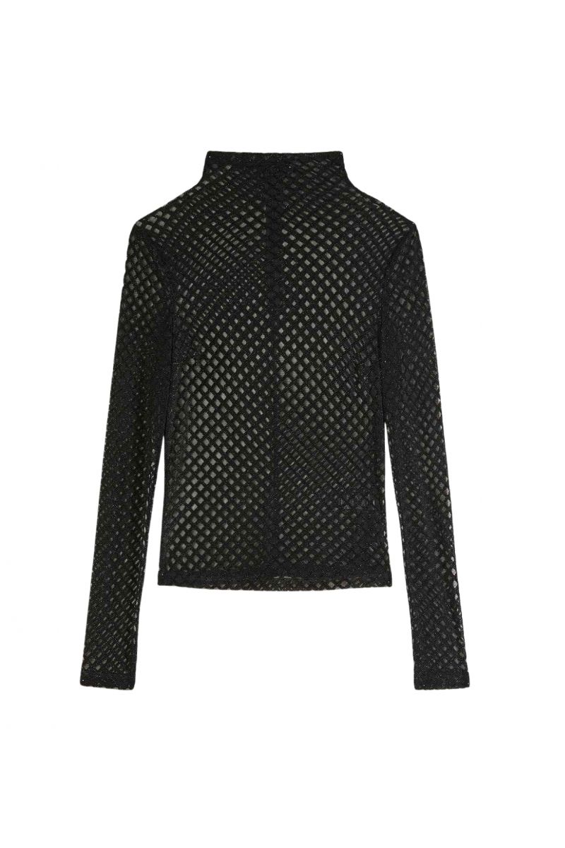 Patrizia Pepe Mesh Turtleneck Zwart