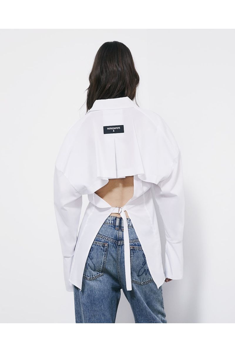 Patrizia Pepe Witte blouse met open rug 