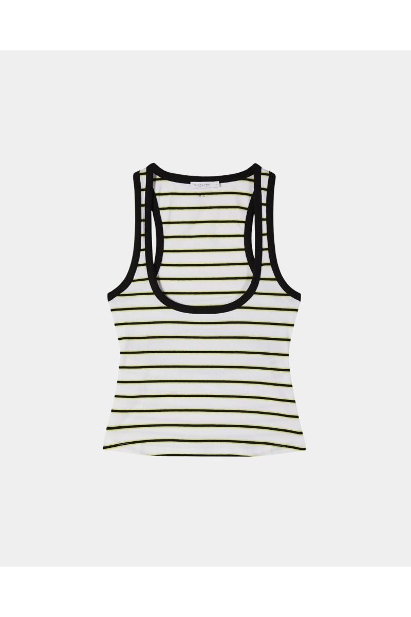 Patrizia Pepe Stretch Cotton Jersey Top Yellow Bla