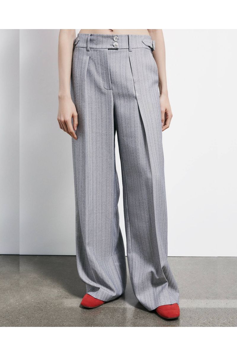 Patrizia Pepe wide leg trousers grijs met krijtstr