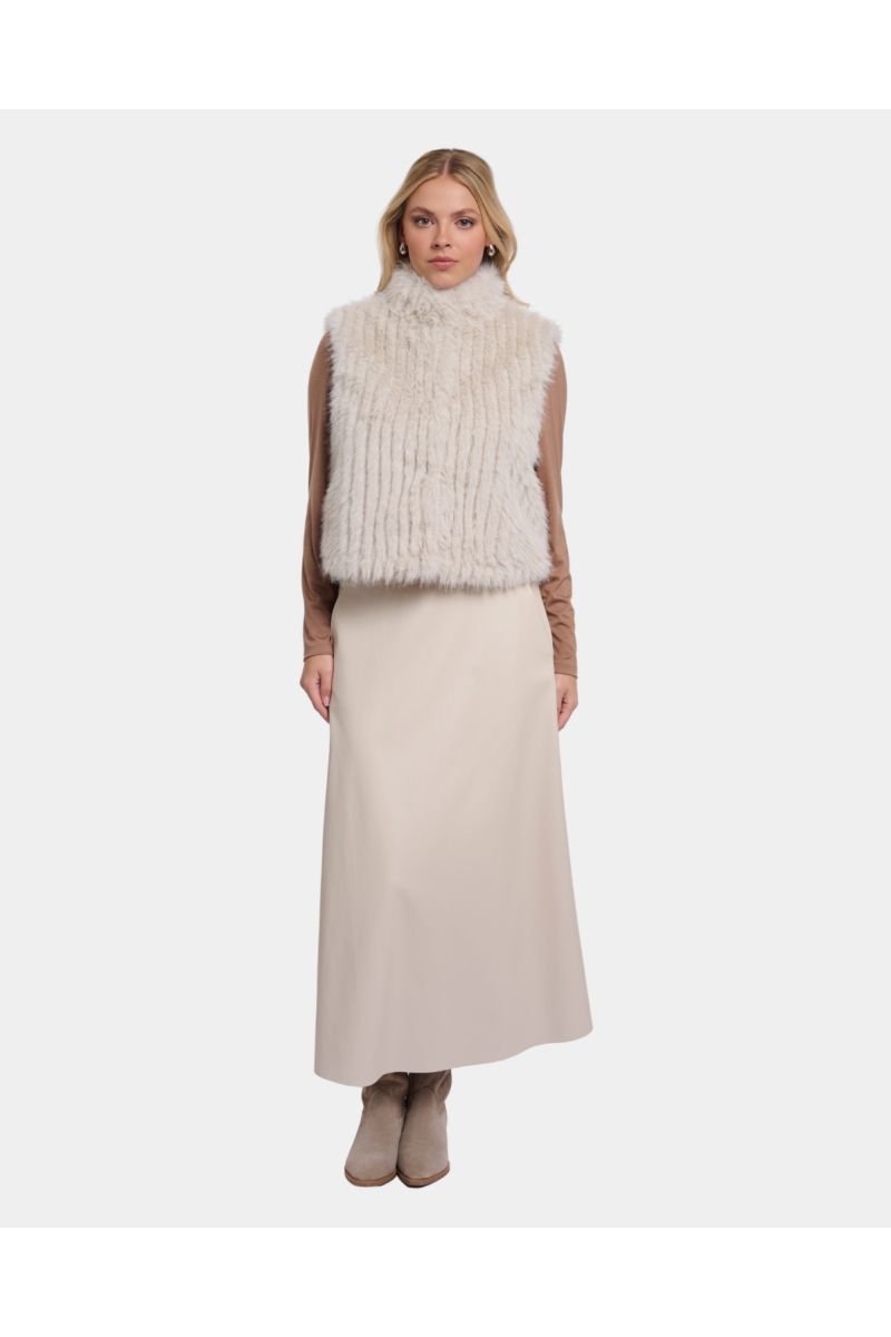 Rino&Pelle Dava Waistcoat Birch crème faux fur