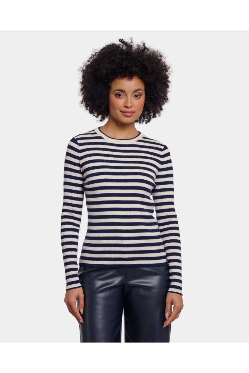 Rino&Pelle Mani Slim Fit Pullover Navy Birch Strip