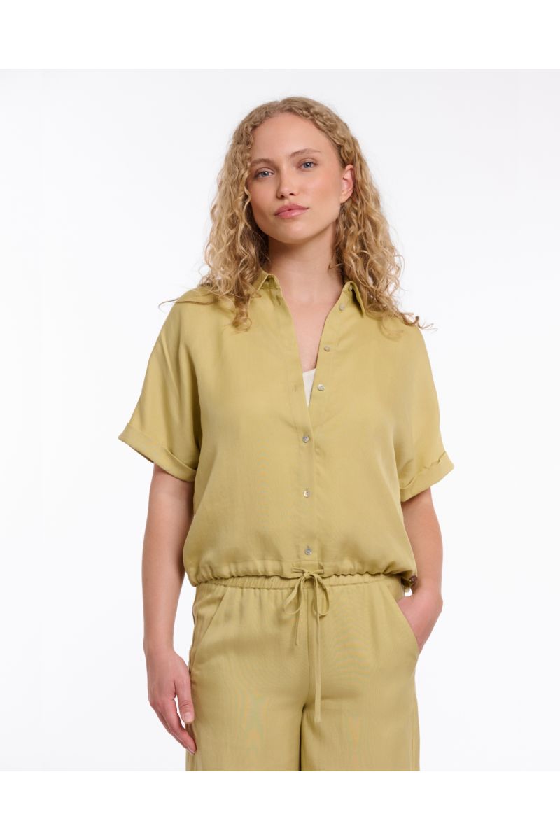 Rino&Pelle Rune Cropped Blouse Green Curry