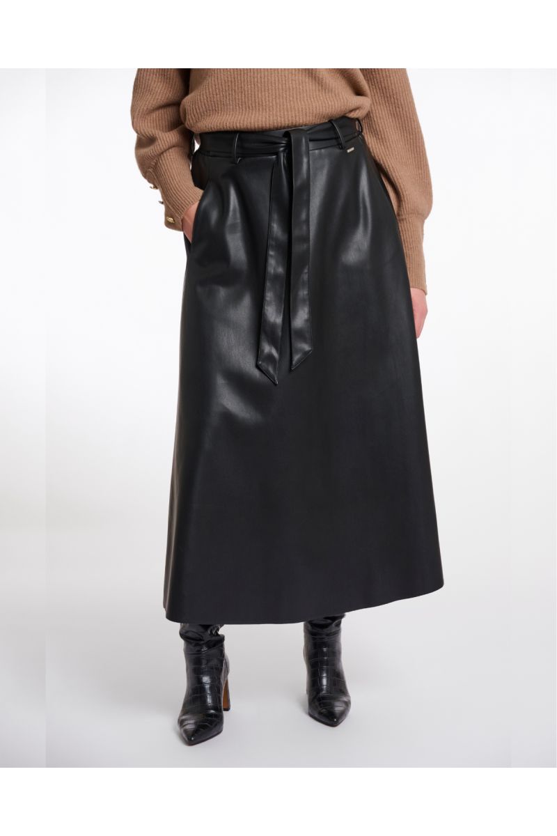 Rino & Pelle Chelsea Faux Leather Skirt Black