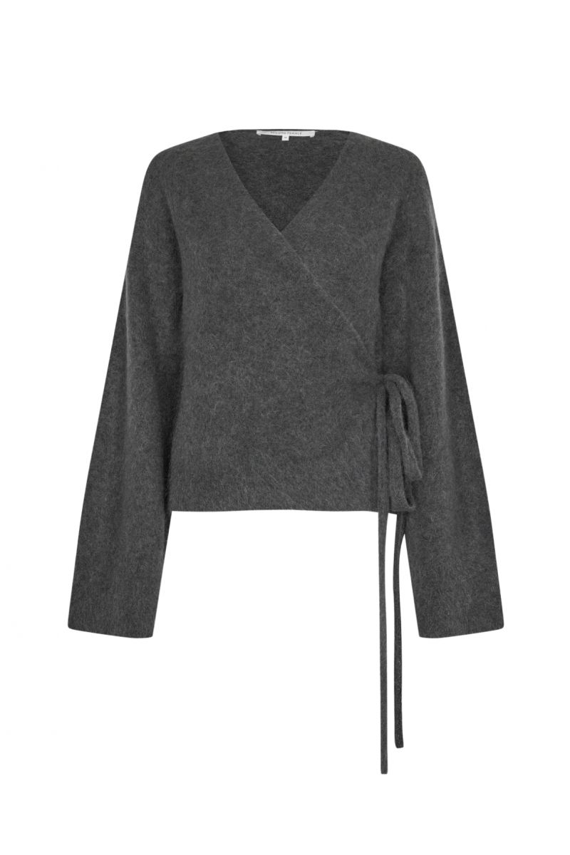 Second Female Brook Knit Wrap Cardigan Ash 