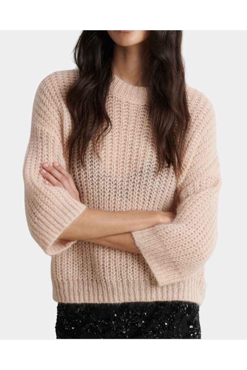 Second Female Glora SS Knit Pullover Cream Tan