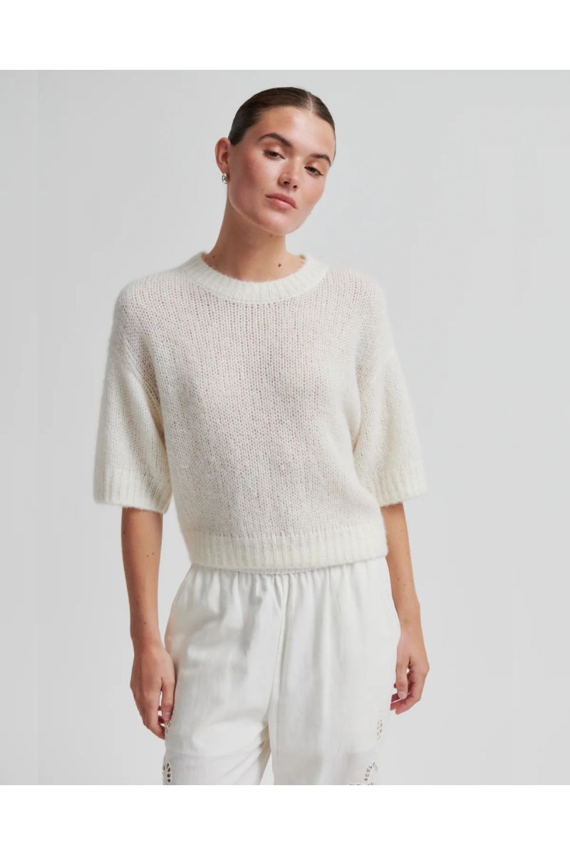 Second Female Silia Knit SS O-Neck Eggnog
