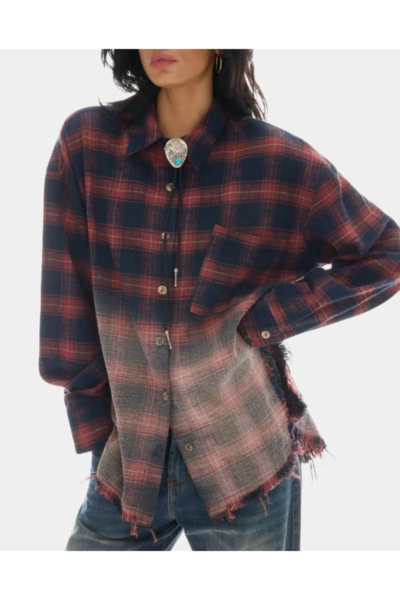 The Tales Cutaway Bleached Flannel Shirt Red