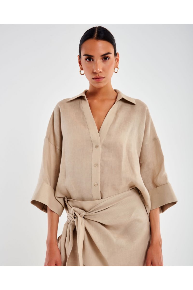 Vicolo Linen Shirt Beige TD1431 