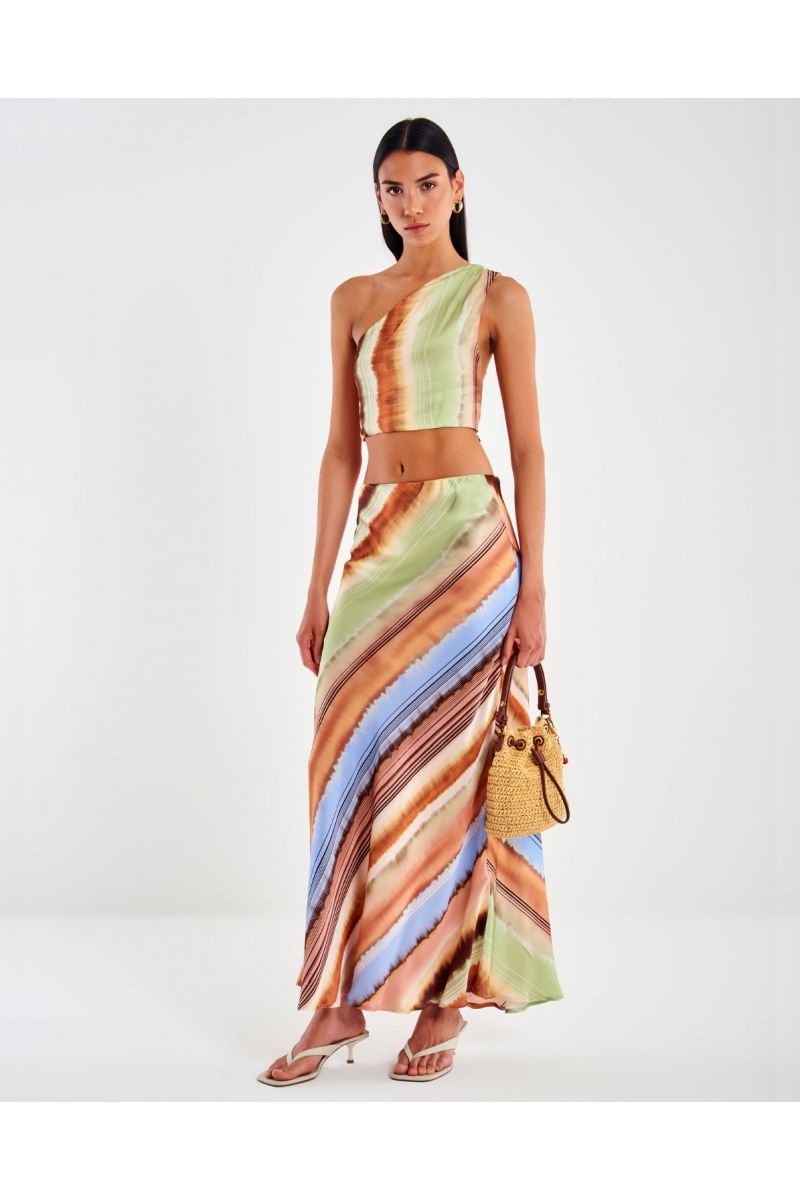 Vicolo Long Patterned Skirt Ivory TD2844 
