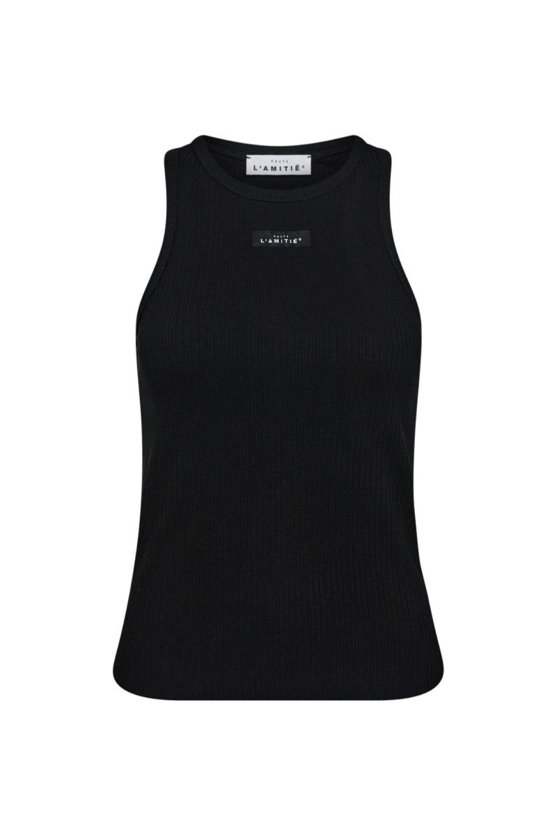 HAUTE L'AMITIÉ Rib Badge Tank Zwart
