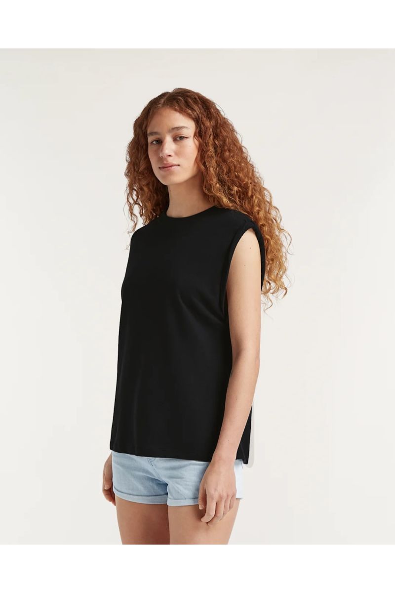 Denham Kura Muscle Tank Cotton Linen Black