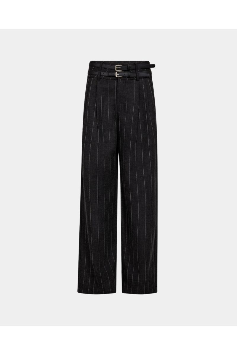 Haute L'Amite Ivanna Belt Pant Black Pinstripe Bro