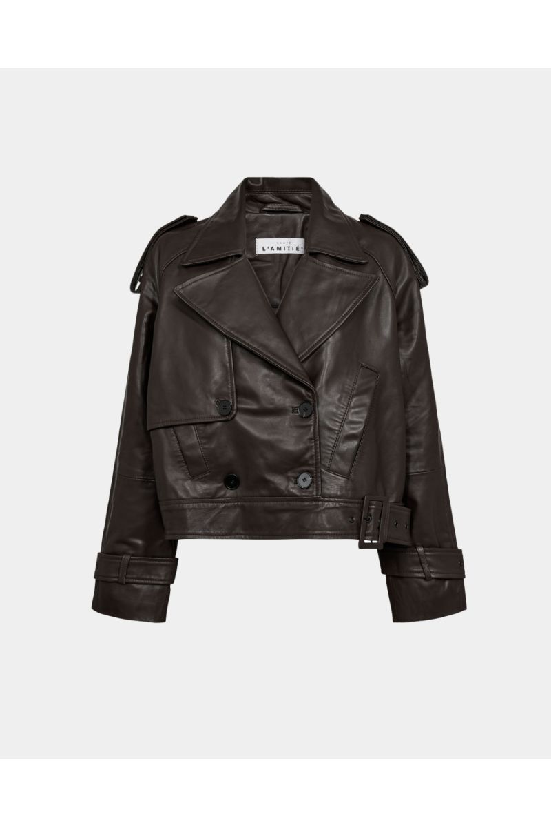Haute L'amite Leather Trench Jacket Mocca