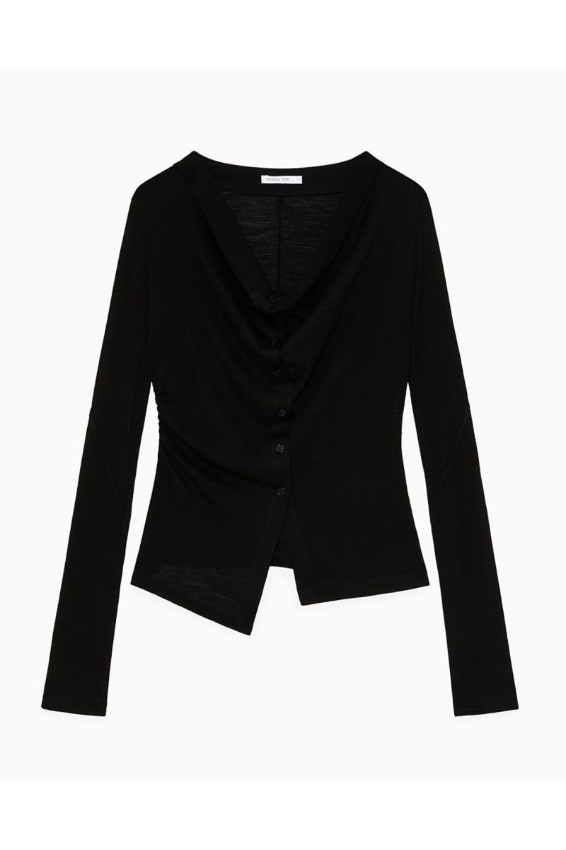 Patrizia Pepe Cardigan Asimmetrico Zwart