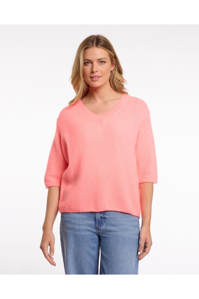 Rino&Pelle Melina V-Neck Pullover Neon Coral