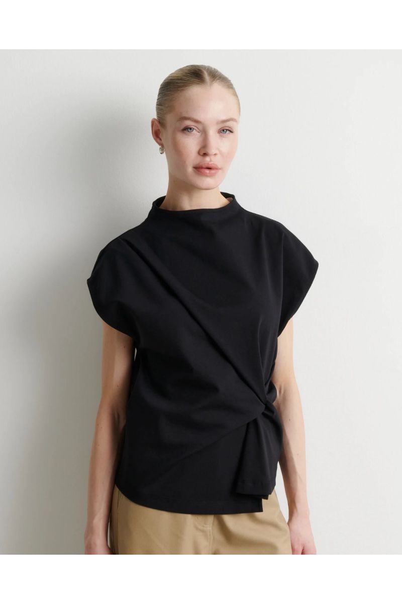 Second Female Arkai Drape Top zwart