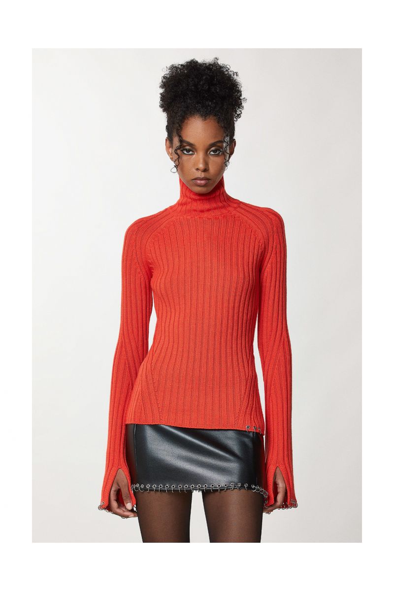 Patrizia Pepe Ribbed Sweater Orange