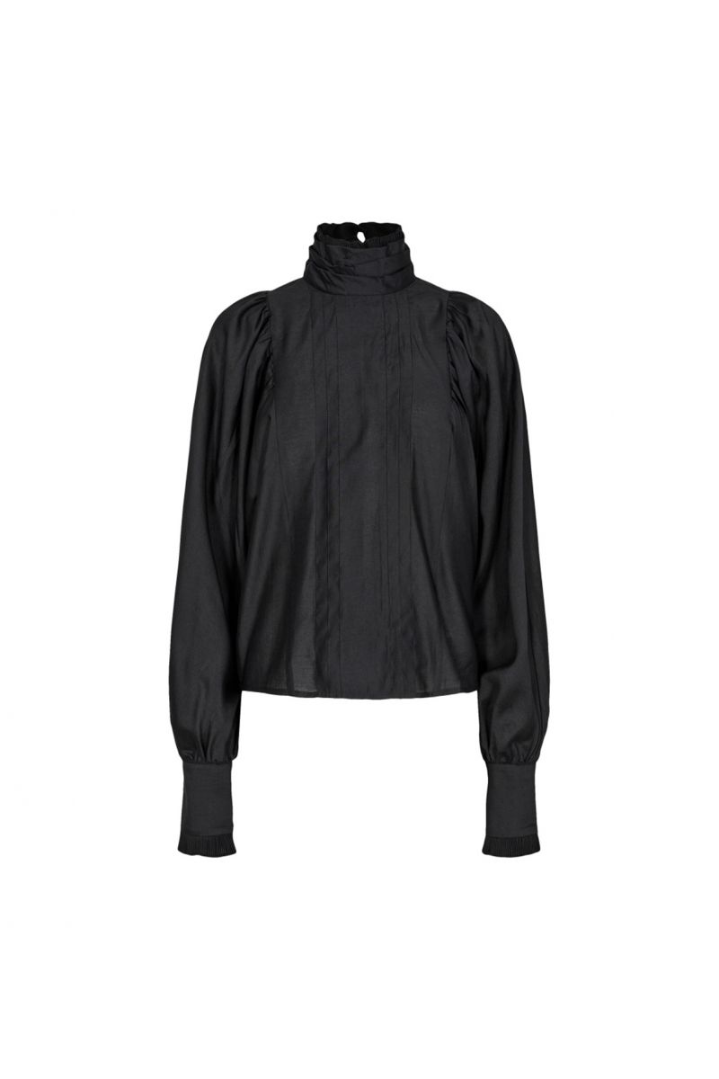 Co'Couture Kira Pleat Blouse Black