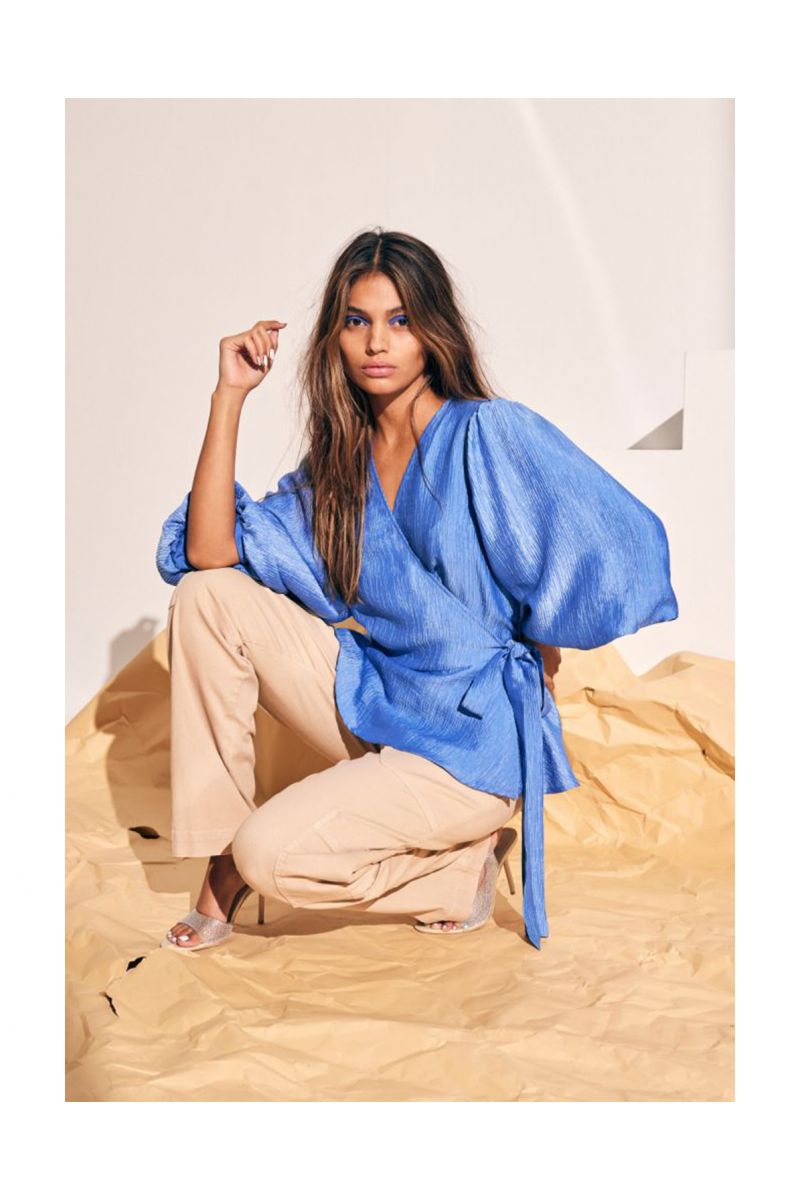 Co'Couture Ronda Wrap Blouse New Blue
