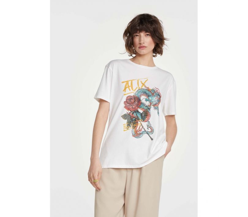 Alix The Label Dragon T-Shirt White