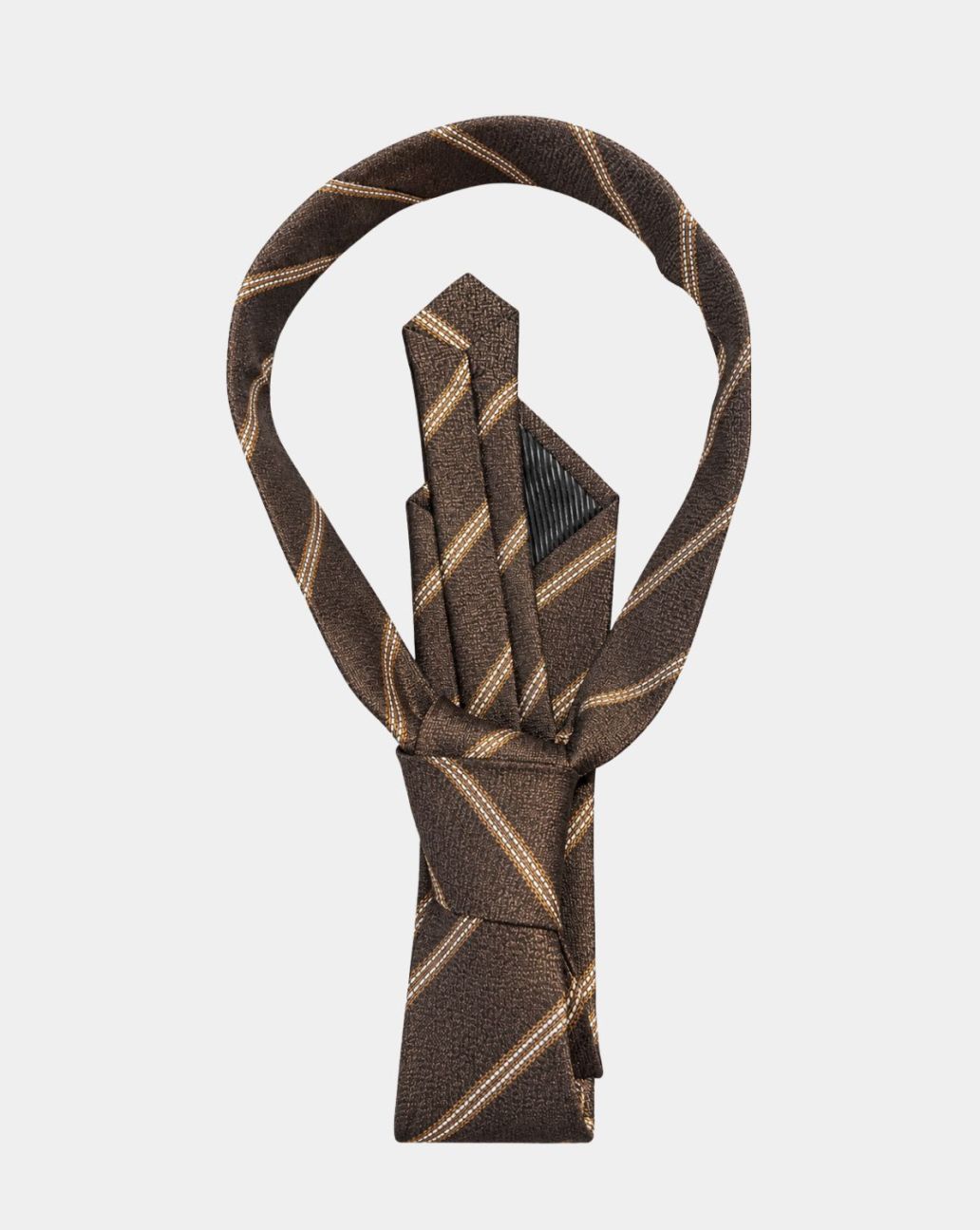 LDH Moda Stropdas Bruin Cara Streep Knoop-O.S