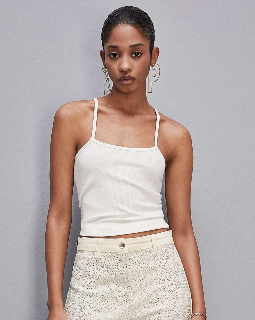 Patrizia Pepe Tanktop wit ribstof