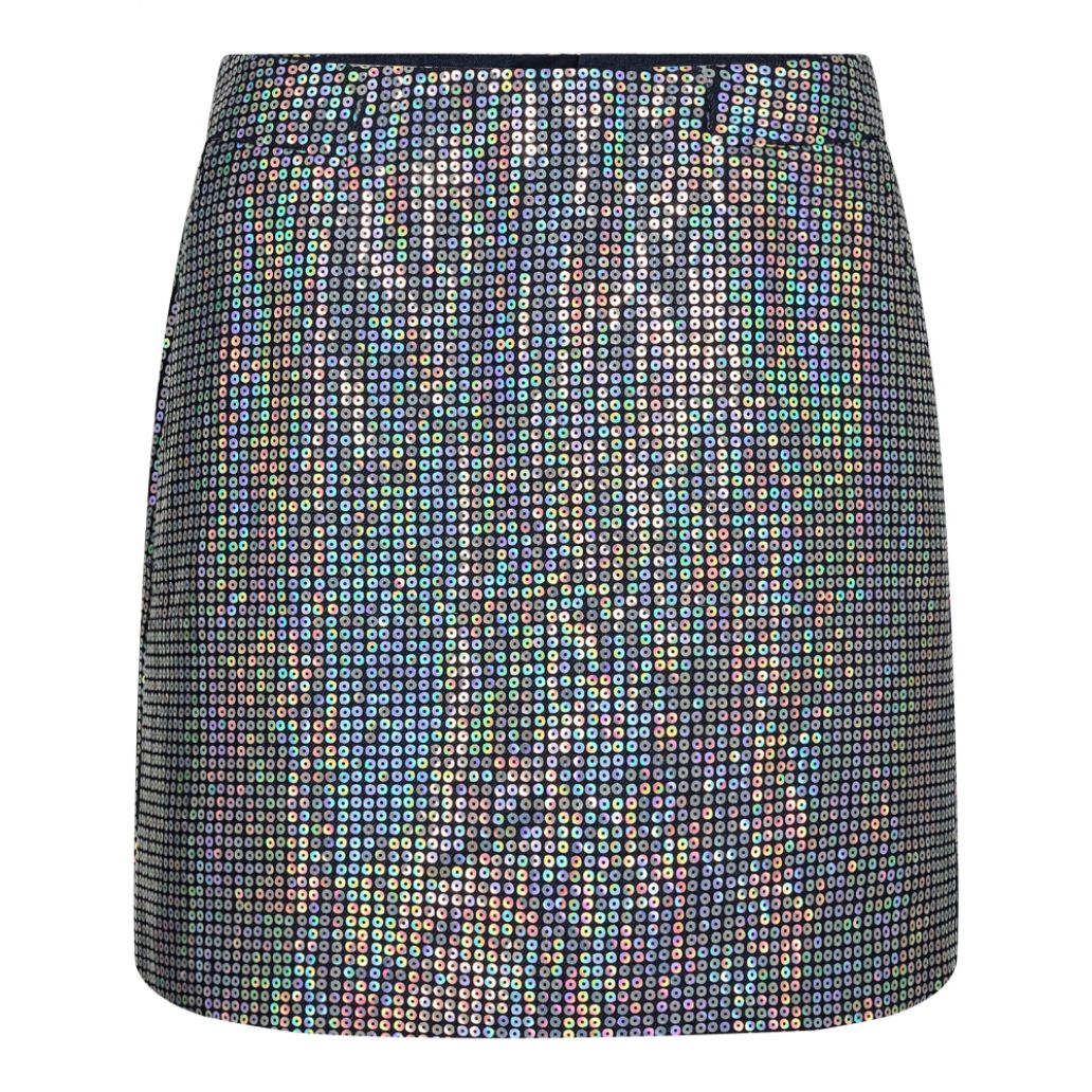 Co'Couture Sequin Denim Mini Skirt