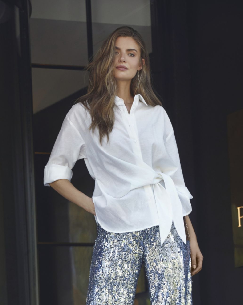 Co'Couture IdinaCC Tie Shirt White