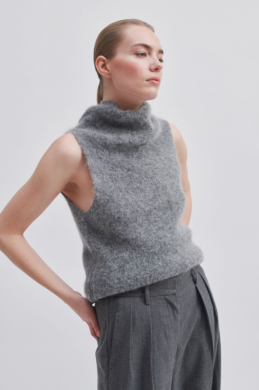 Second Female Kinne Knit Vest Grey
