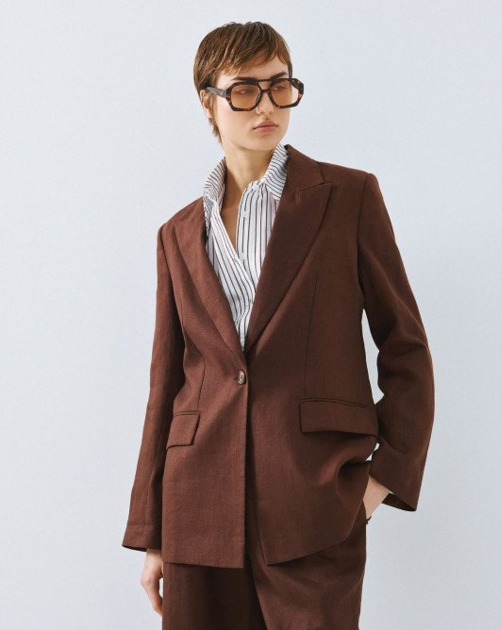 Access Single-Button Blazer Coffee 