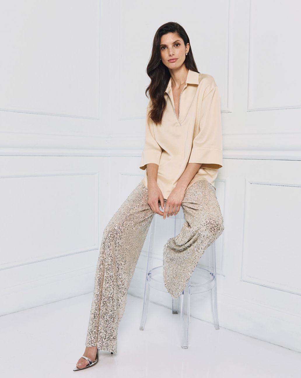 Access Blouse with Rhinestone Detail
