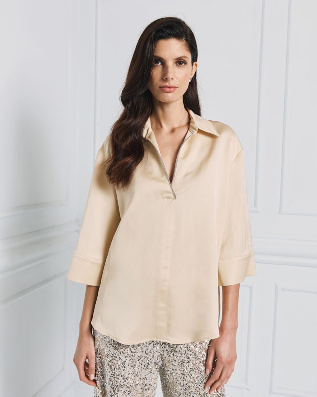 Access Blouse with Rhinestone Detail