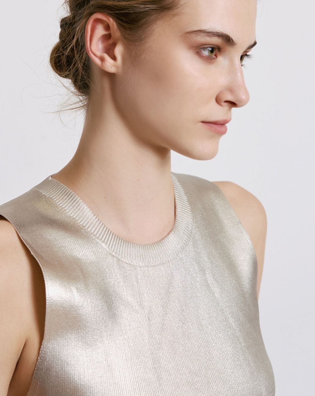 Access Metallic-effect knitted top goud