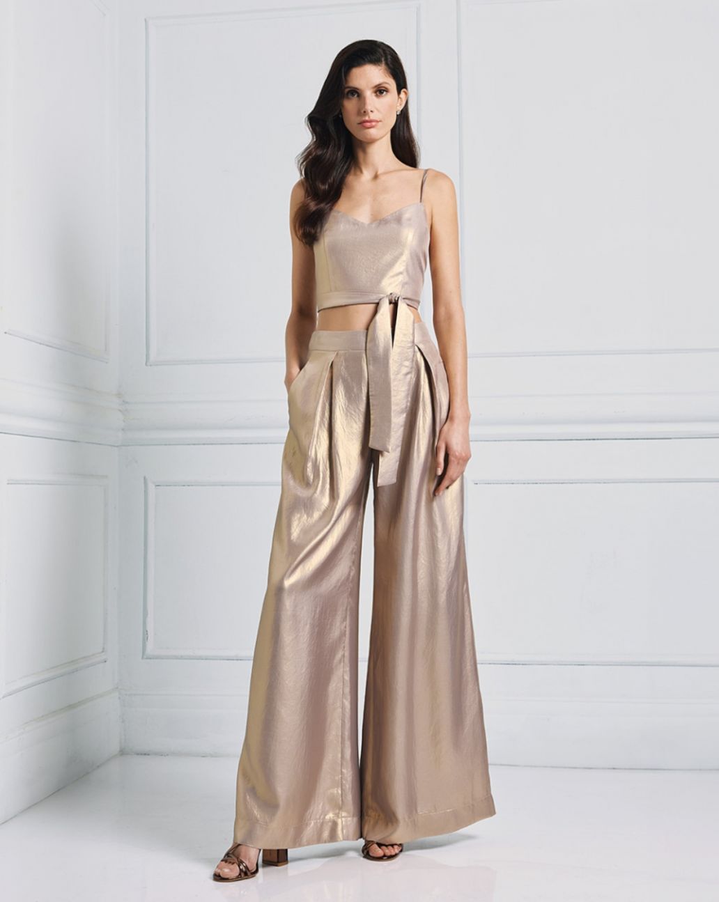 Access Metallic-effect pants with pleats