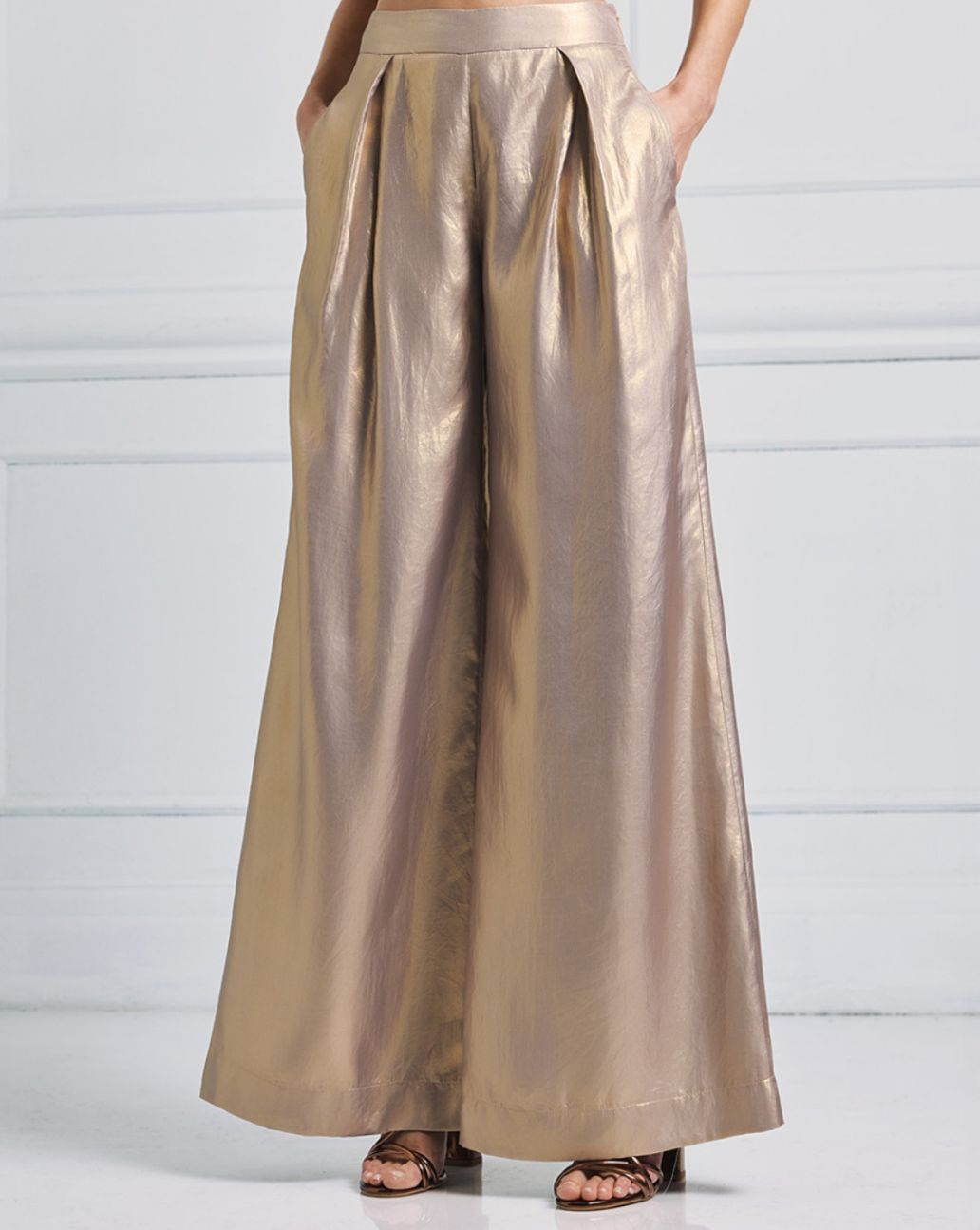 Access Metallic-effect pants with pleats