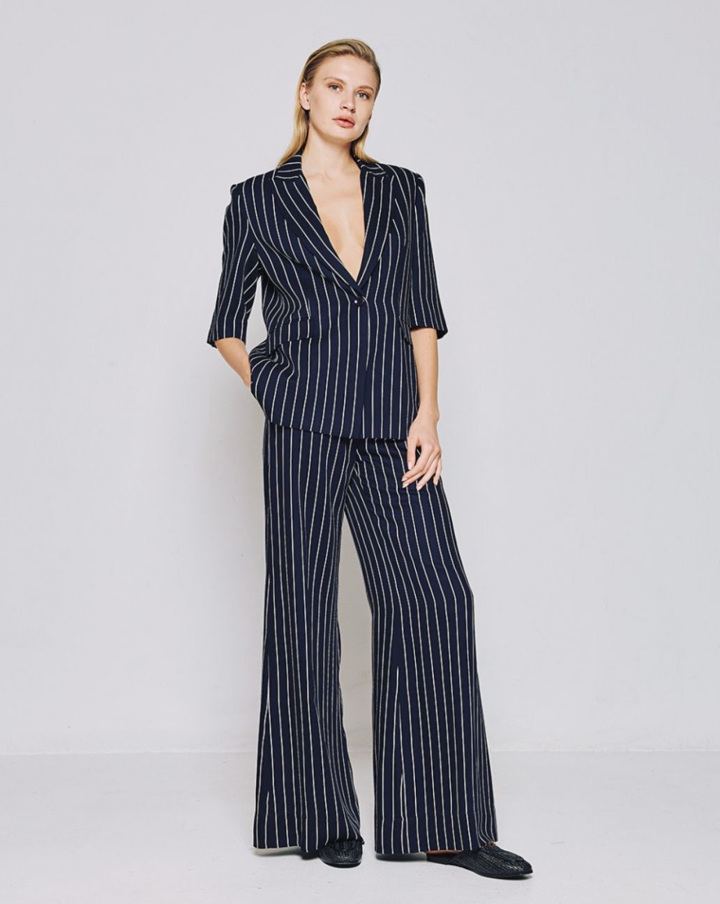Access Striped flare pants Blue